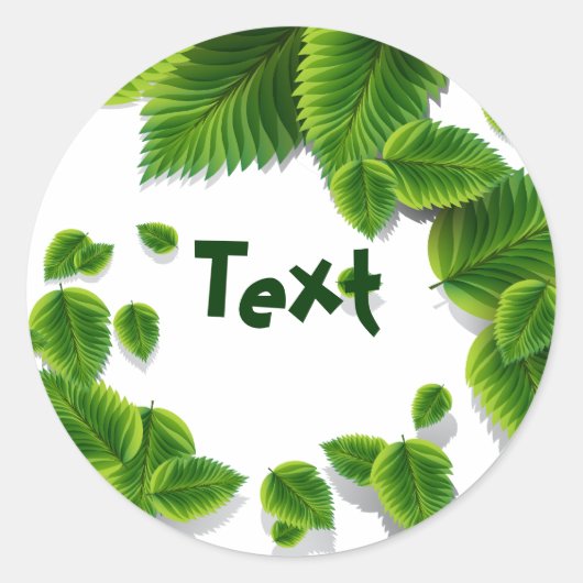 Dallende Groene Bladeren Ronde Sticker (Voorkant)