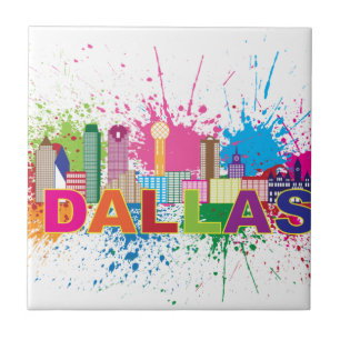 Dalles Texas Skyline Paint Splatter Illustration Tegeltje