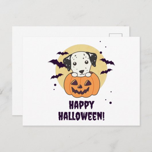 Dalmatiaan in pomkin Sweet Dogs Happy Halloween Briefkaart (Voorkant / Achterkant)