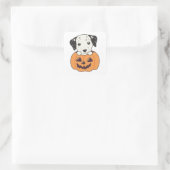 Dalmatiaan in pomkin Sweet Dogs Happy Halloween Vierkante Sticker (Tas)