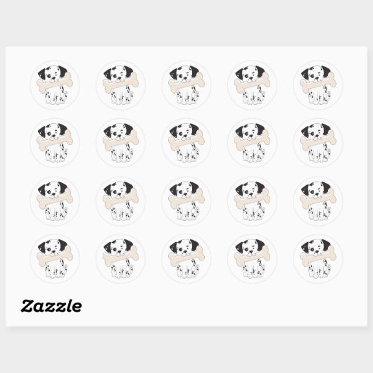Dalmatiaan met Bone Ronde Sticker (Vel)