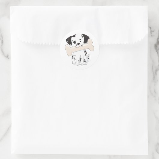 Dalmatiaan met Bone Ronde Sticker (Tas)