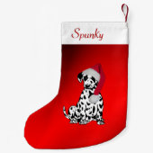 Dalmatiaan met naam van honden bovenaan kleine kerstsok (Achterkant)