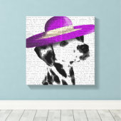 Dalmatiaan met Paars breed omgeven Pet Canvas Afdruk (Insitu (Houten vloer))