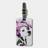 Dalmatiaan met Paarse fascinator Bagagelabel (Voorkant verticaal)