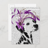Dalmatiaan met Paarse fascinator Briefkaart (Voorkant / Achterkant)