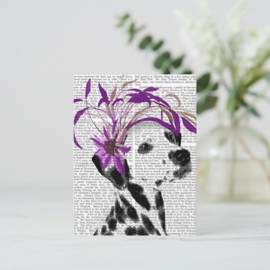 Dalmatiaan met Paarse fascinator Briefkaart (Staand voorkant)
