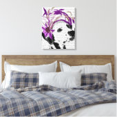 Dalmatiaan met Paarse fascinator Canvas Afdruk (Insitu (Slaapkamer))