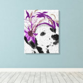 Dalmatiaan met Paarse fascinator Canvas Afdruk (Insitu (Houten vloer))