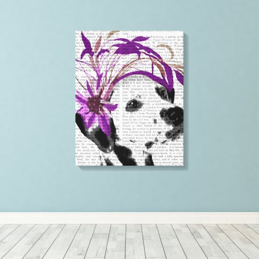 Dalmatiaan met Paarse fascinator Canvas Afdruk (Insitu (Houten vloer))