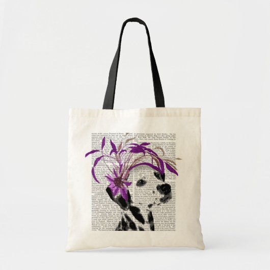 Dalmatiaan met Paarse fascinator Tote Bag (Voorkant)