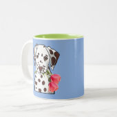Dalmatiaan met tulpen tweekleurige koffiemok (Voorkant links)
