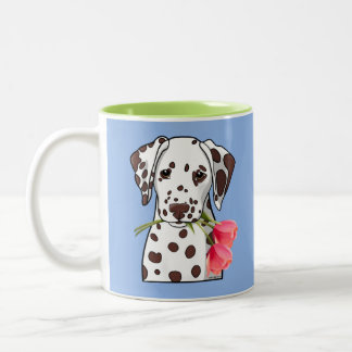 Dalmatiaan met tulpen tweekleurige koffiemok