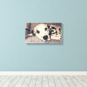 Dalmatiaan op een bank — Sparkler Canvas Afdruk (Insitu (Houten vloer))