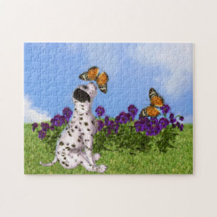 Dalmatiaan Puppy Butterflies Dog Art Foto schilder Legpuzzel