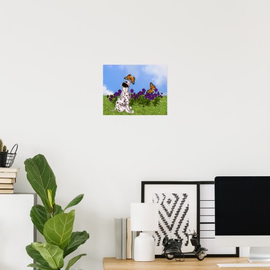 Dalmatiaan Puppy Butterflies Dog Art Foto schilder Poster (Thuiskantoor)