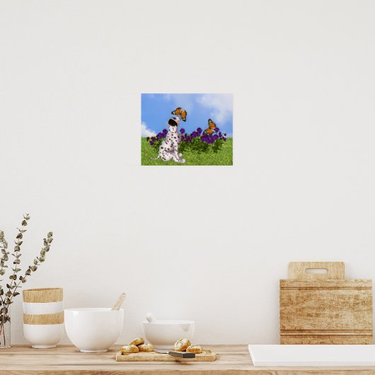 Dalmatiaan Puppy Butterflies Dog Art Foto schilder Poster (Keuken)