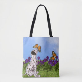 Dalmatiaan Puppy Butterflies Dog Art Foto schilder Tote Bag