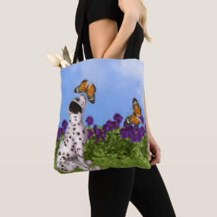 Dalmatiaan Puppy Butterflies Dog Art Foto schilder Tote Bag