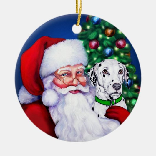 Dalmatiaan van Santa's bij kerstsieraad Keramisch Ornament (Voorkant)