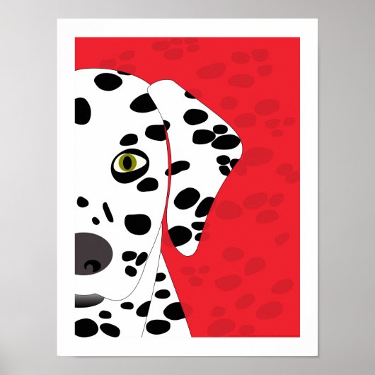 Dalmatiaans | Abstracte hondenkunst | Rood, zwart  Poster (Voorkant)