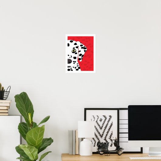 Dalmatiaans | Abstracte hondenkunst | Rood, zwart  Poster (Thuiskantoor)