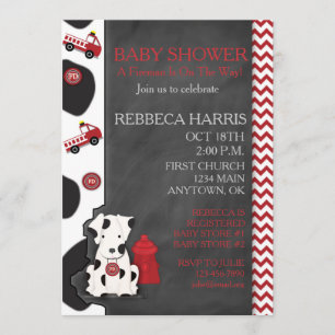 Dalmatiaans Baby shower Chevron Chalkboard Invite Kaart