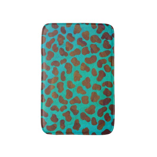 Dalmatiaans bruin en Blauwgroen afdrukken Badmat (Voorkant Verticaal)