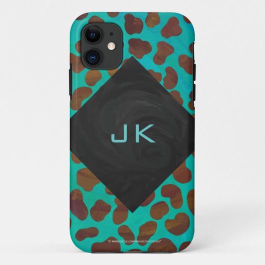 Dalmatiaans bruin en Blauwgroen afdrukken Case-Mate iPhone Case (Achterkant)