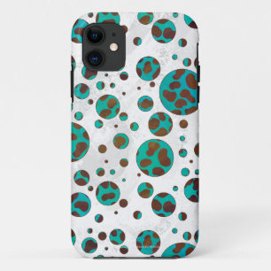 Dalmatiaans bruin en Blauwgroen afdrukken iPhone 11 Hoesje