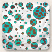 Dalmatiaans bruin en Blauwgroen afdrukken Drankjes Onderzetter (Voorkant)