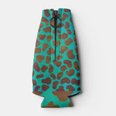 Dalmatiaans bruin en Blauwgroen afdrukken Flesjeskoeler (Achterkant)