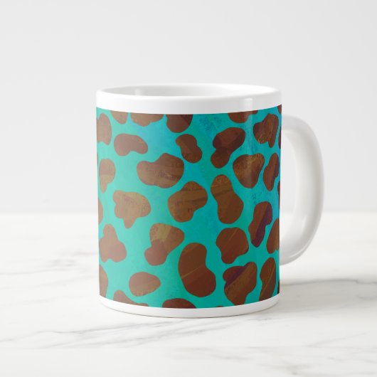 Dalmatiaans bruin en Blauwgroen afdrukken Grote Koffiekop (Voorkant rechts)