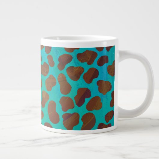Dalmatiaans bruin en Blauwgroen afdrukken Grote Koffiekop (Rechts)