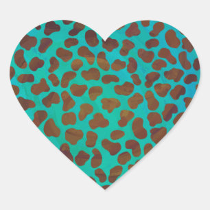 Dalmatiaans bruin en Blauwgroen afdrukken Hart Sticker