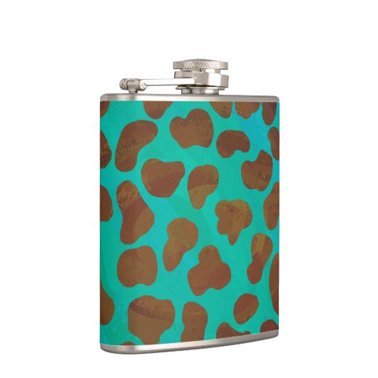 Dalmatiaans bruin en Blauwgroen afdrukken Heupfles (Rechts)