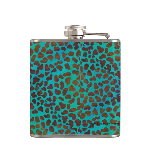 Dalmatiaans bruin en Blauwgroen afdrukken Heupfles (Achterkant)