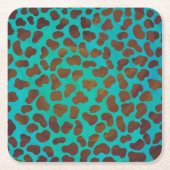 Dalmatiaans bruin en Blauwgroen afdrukken Kartonnen Onderzetters (Voorkant)