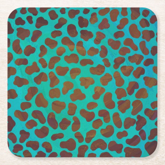 Dalmatiaans bruin en Blauwgroen afdrukken Kartonnen Onderzetters (Voorkant)