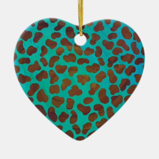 Dalmatiaans bruin en Blauwgroen afdrukken Keramisch Ornament (Voorkant)