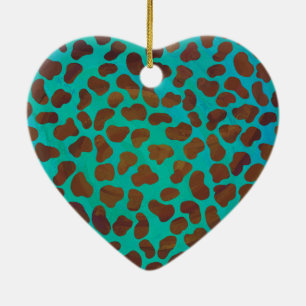 Dalmatiaans bruin en Blauwgroen afdrukken Keramisch Ornament