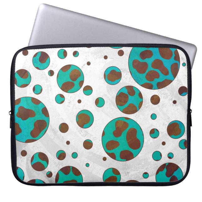 Dalmatiaans bruin en Blauwgroen afdrukken Laptop Sleeve (Voorkant)
