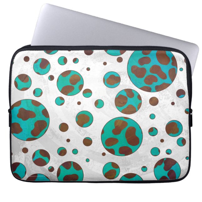 Dalmatiaans bruin en Blauwgroen afdrukken Laptop Sleeve (Voorkant)