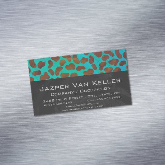 Dalmatiaans bruin en Blauwgroen afdrukken Magnetisch Visitekaartje (Voorbeeld)