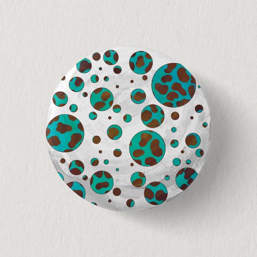 Dalmatiaans bruin en Blauwgroen afdrukken Ronde Button 3,2 Cm (Voorkant)