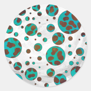 Dalmatiaans bruin en Blauwgroen afdrukken Ronde Sticker