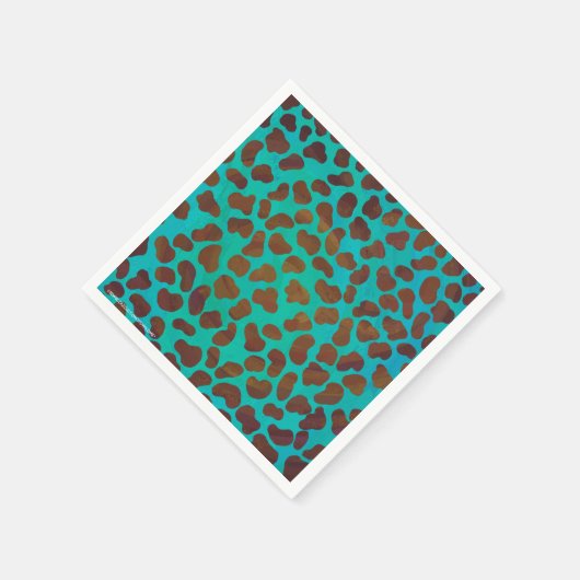Dalmatiaans bruin en Blauwgroen afdrukken Servet (Hoek)