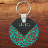 Dalmatiaans bruin en Blauwgroen afdrukken Sleutelhanger (Voorkant)