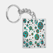 Dalmatiaans bruin en Blauwgroen afdrukken Sleutelhanger (Voorkant Links)