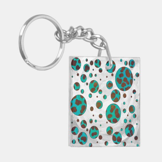 Dalmatiaans bruin en Blauwgroen afdrukken Sleutelhanger (Voorkant Links)